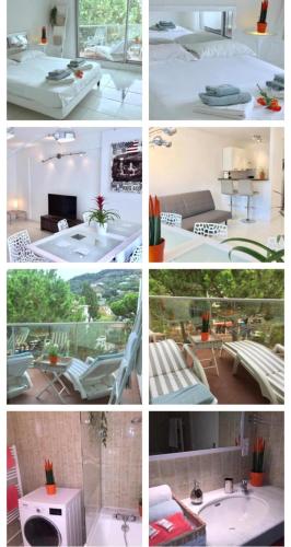 a collage of different pictures of a room at CANNES CROISETTE Sea & Sky in Cannes
