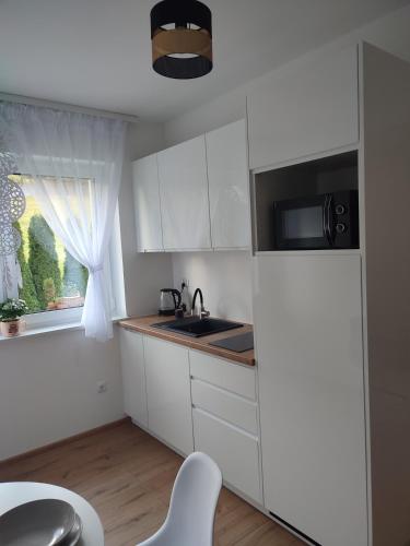 Kuchyň nebo kuchyňský kout v ubytování Apartamenty JULKA