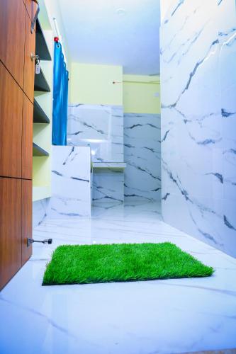 a patch of grass on the floor next to a door at RR Residency in Vishāram