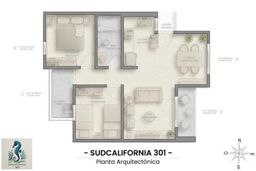 a floor plan of a house at Sudcalifornia 301, 2 Rec, bonita vista y rooftop in San José del Cabo