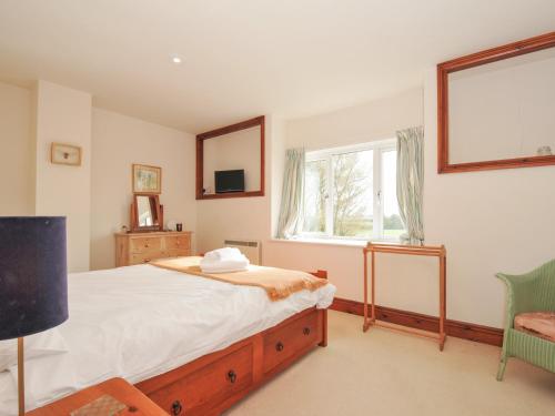 Un dormitorio con una cama grande y una ventana. en Rosewin Farmhouse, en Saint Minver