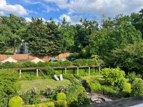 a garden with bushes and trees in the background at The Bishops in London