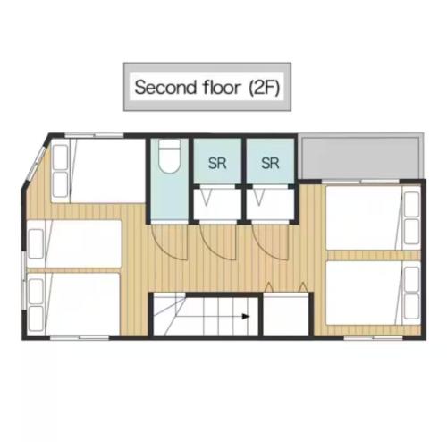 a plan of the second floor of a house at 別邸Zen小岩 Bettei Zen Koiwa in Tokyo