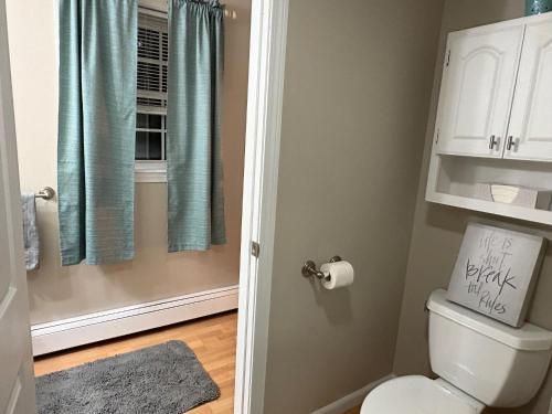 un bagno con wc e finestra di Townhouse on the River a Nottingham