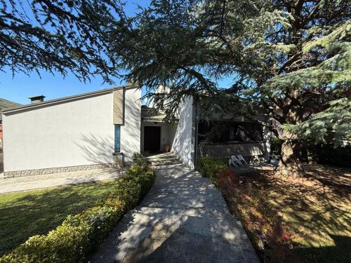 a walkway leading to a house with a tree at Castelvetri B&B in Castiglione dei Pepoli