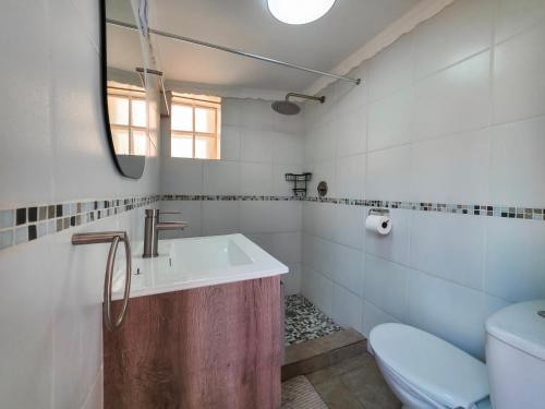 a bathroom with a sink and a toilet at Tau Golden Mane in Johannesburg
