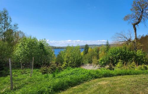 un campo con vista su una cassa d’acqua di Lovely Home In Gränna With Sauna a Bjällebäck