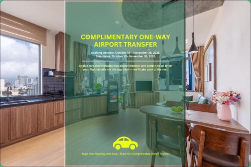 a poster of a kitchen with a yellow car on the floor at Bullani Hotel & Apartment in Da Nang