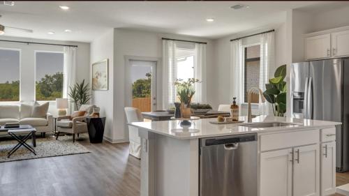 a kitchen and living room with a counter top at Peaceful Room in Austin in Austin
