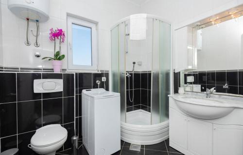 a bathroom with a toilet and a sink and a shower at House Dragica in Nenadići