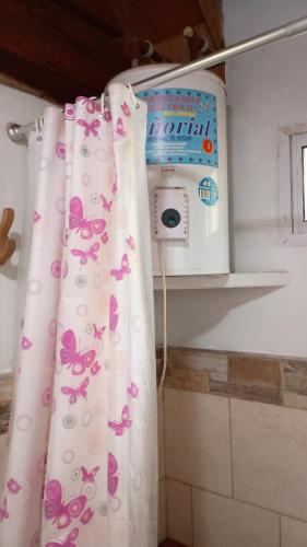 a shower curtain in a kitchen with a machine at La Morenita del Delta in Estación Delta