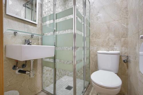 a bathroom with a toilet and a sink at Alojamiento cristo rey in Pozuelo de Alarcón