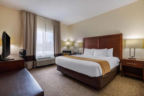 a hotel room with a large bed and a television at Comfort Inn & Suites in Camden