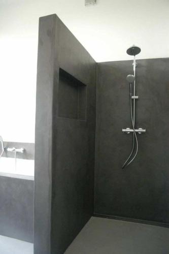 een douche in een badkamer met een wastafel bij Royal in Cococodji