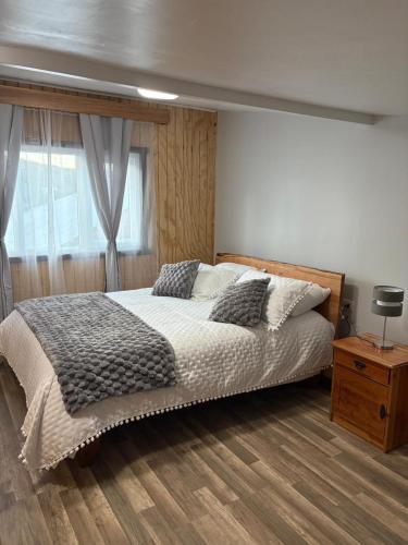 a bedroom with a large bed and a window at ruta de los parques in Chile Chico