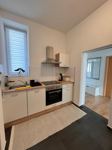 a kitchen with a sink and a stove top oven at 2 Bedroom Apartment at Grenzach train station in Grenzach-Wyhlen