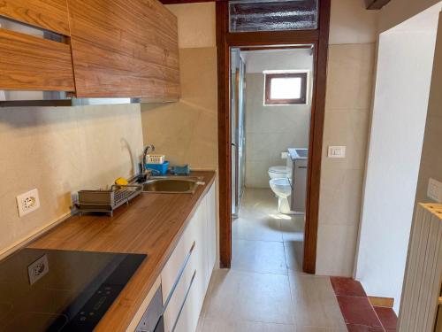 a kitchen with a sink and a toilet at Welcome traveller Benaco Chalet in Torri del Benaco