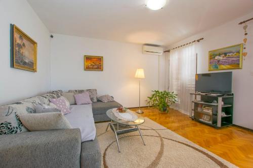 a living room with a couch and a tv at Apartments Rasic in Palit