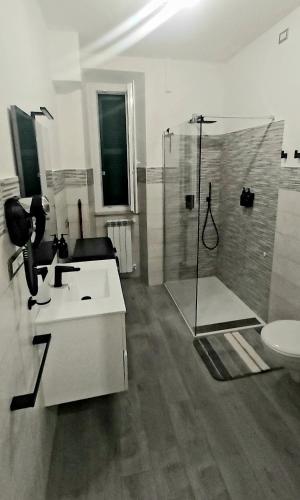 a bathroom with a sink and a shower and a toilet at Bed & Breakfast Le Piazze in Cori