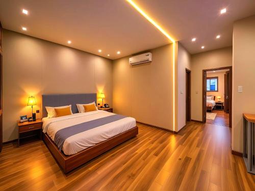 a bedroom with a large bed in a room at SOFIA PYRAMIDS & SPHINX HOTEL with free pool access in Cairo