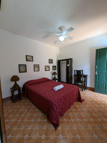 a bedroom with a bed and a ceiling fan at Boutique Hotel Maharaja in Granada