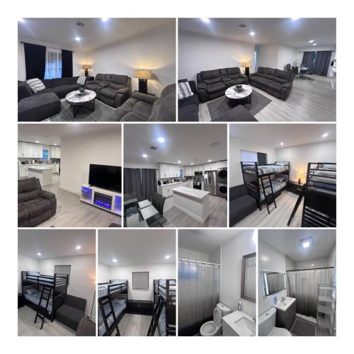 a collage of photos of a living room and a kitchen at Place to stay in Hallandale Beach