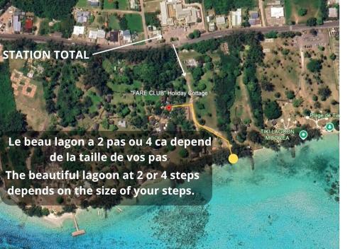 a map of a island with a destination on it at Moorea B&B in Motu Tiahura