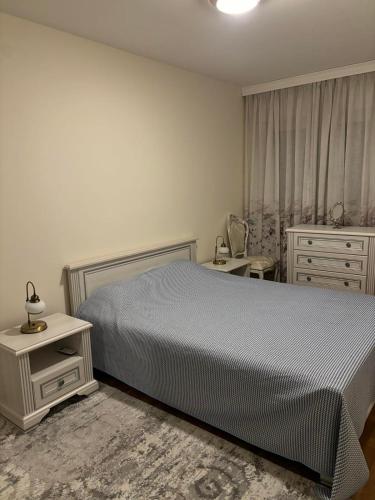 a bedroom with a bed and a dresser at Rest in Podgorica