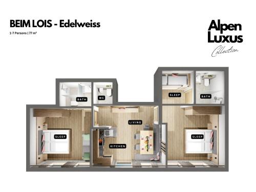een plattegrond van een huis bij BEIM LOIS Edelweiss - AlpenLuxus Collection in Gerlos