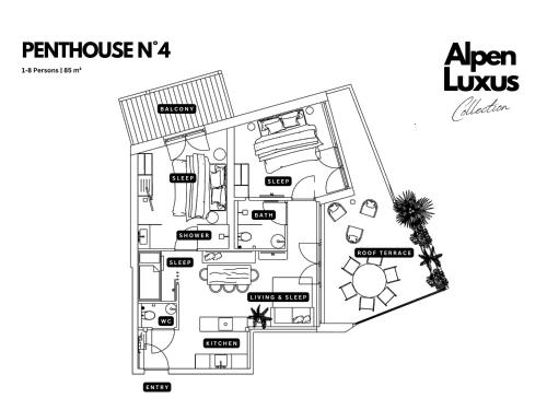 Planul etajului la PENTHOUSE N`4 - AlpenLuxus Collection