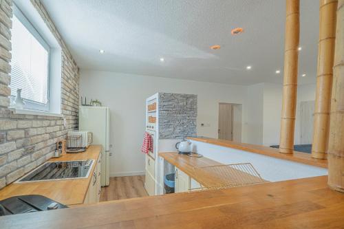 Kuchyň nebo kuchyňský kout v ubytování Apartmány Apollo Šírava