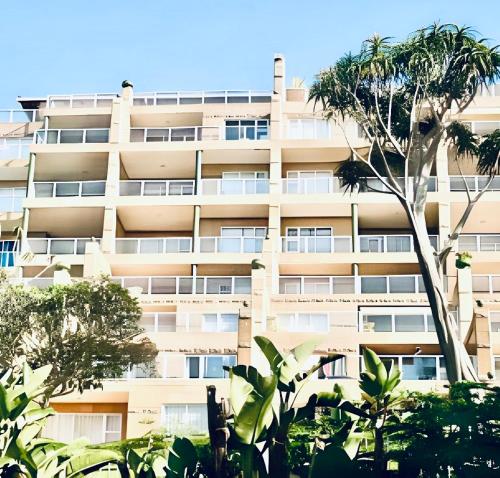 un immeuble avec des palmiers en face de celui-ci dans l'établissement Silhouette 19 luxury, à Margate