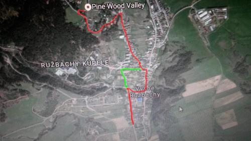 a map of the route of the rhine wood walk at Pine Wood Apartment in Vyšné Ružbachy