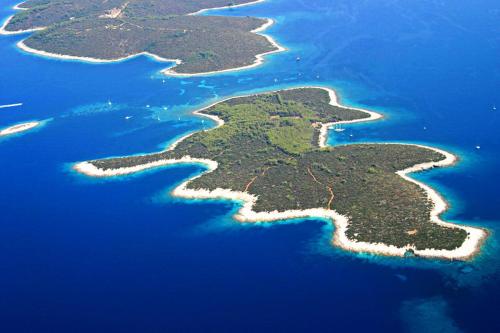 une île au milieu de l'eau dans l'établissement Vila Mila, à Vela Luka
