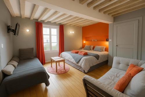 Ruang duduk di Appartements de l'Octroi avec parking