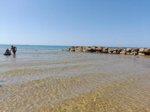 een groep mensen in het water op het strand bij Airport Casa Sofia 500mt from the beach in Fiumicino