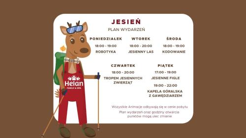 a reindeer in an apron with a jester sign at Helan Family & SPA in Zakopane