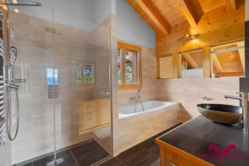 Koupelna v ubytování Chalet les Crêtaux