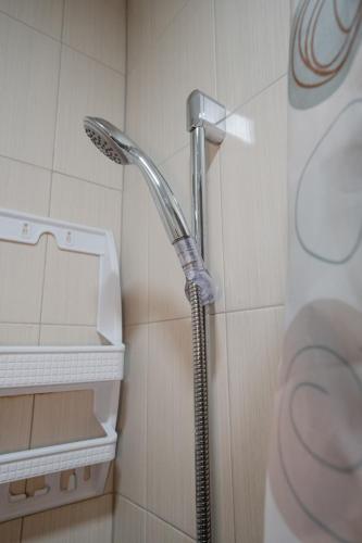 a shower with a shower head in a bathroom at Zlatni San in Banja Koviljača