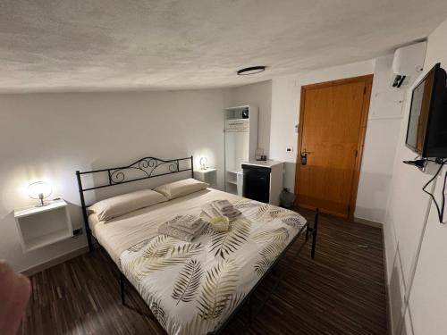 a bedroom with a bed and a television in it at Residenza De Vita in Tropea