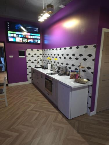 O bucătărie sau chicinetă la Vinetas Apartments Nr5 Purple dream