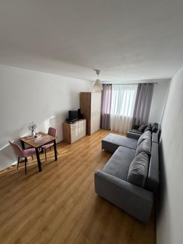 a living room with a couch and a table at Stare Miasto 10 in Malbork
