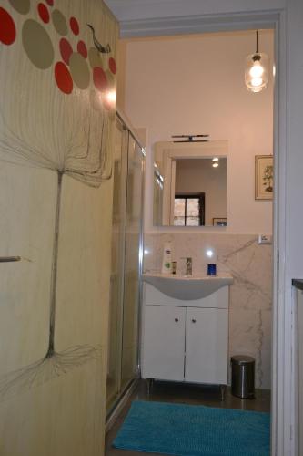a bathroom with a sink and a shower at Il Cavallino in Orvieto