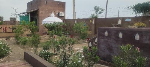 um jardim com árvores e plantas em frente a um edifício em VVIP GAJBAN Resort em Bikaner