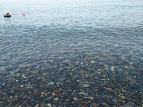 two people swimming in a body of water at Konstantin House in Sarpi