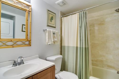 セント・ピーターズバーグにあるIsla Del Sol Condo about 2 Miles to St Pete Beach!の洗面台、トイレ、シャワー付きのバスルーム