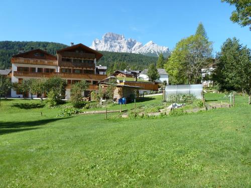 a large green field in front of a large building at Appartamenti da Nica e Diego in Borca di Cadore