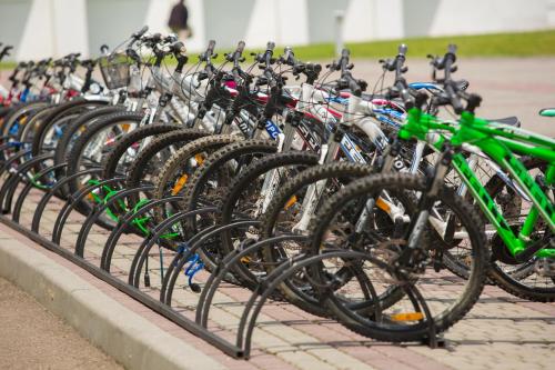 a bunch of bikes parked in a row at Rixos-Prykarpattya Resort in Truskavets