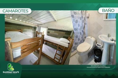 a room with two bunk beds and a sink at Casa de Vacaciones ECOWASI VERAS in Capurganá