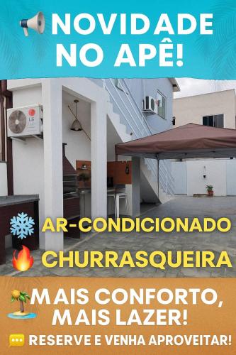 a poster for a newordable no age apartment at Refúgio do Abricó - apto com ar e garagem in Rio das Ostras